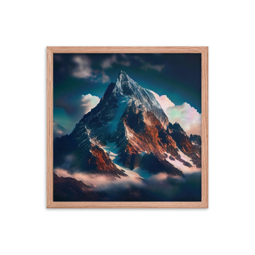 Berge und Nebel - Premium Poster mit Rahmen berge xxx Red Oak 45.7 x 45.7 cm