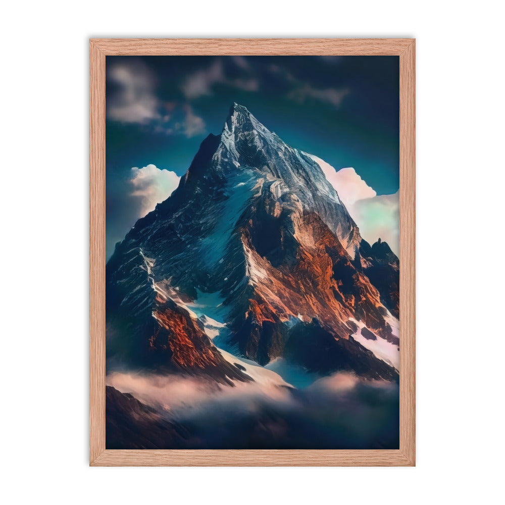 Berge und Nebel - Premium Poster mit Rahmen berge xxx Red Oak 45.7 x 61 cm