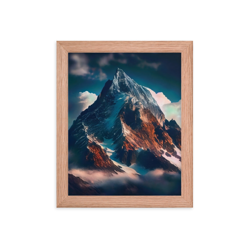 Berge und Nebel - Premium Poster mit Rahmen berge xxx Red Oak 20.3 x 25.4 cm