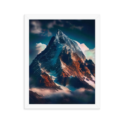 Berge und Nebel - Premium Poster mit Rahmen berge xxx Weiß 27.9 x 35.6 cm