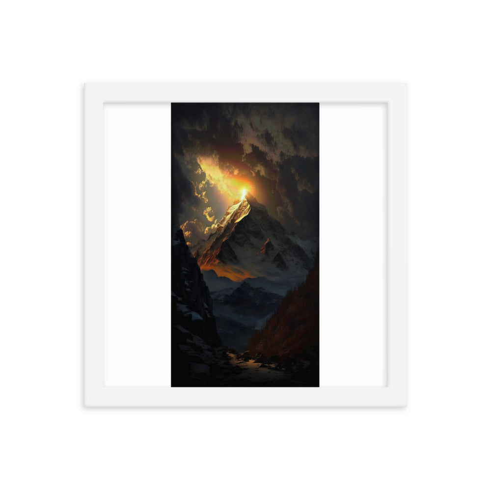 Himalaya Gebirge, Sonnenuntergang - Landschaft - Premium Poster mit Rahmen berge xxx 30.5 x 30.5 cm