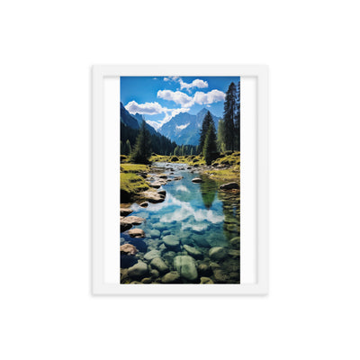 Österreichische Alpen und steiniger Bach - Premium Poster mit Rahmen berge xxx 30.5 x 40.6 cm