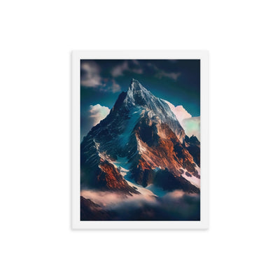 Berge und Nebel - Premium Poster mit Rahmen berge xxx Weiß 30.5 x 40.6 cm