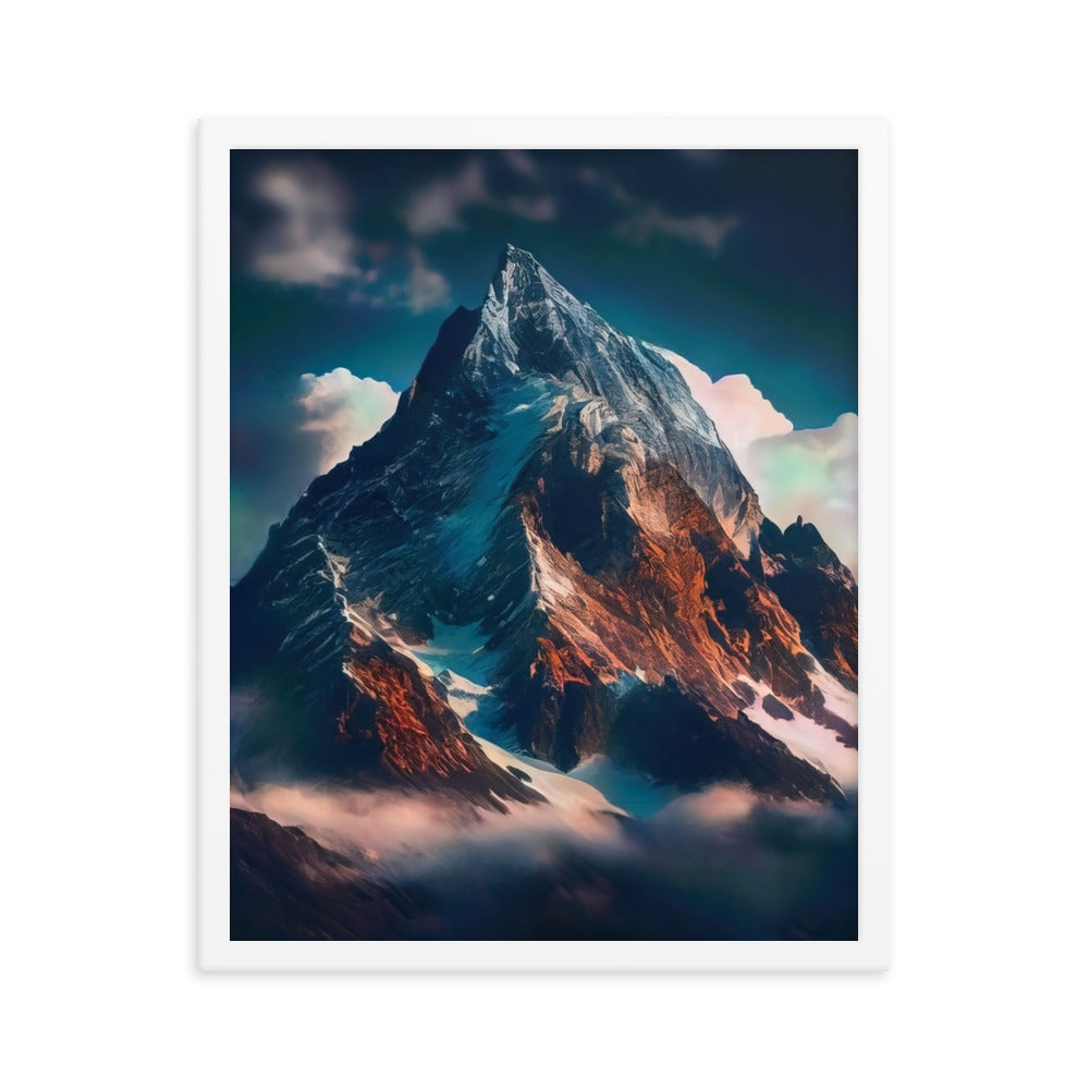 Berge und Nebel - Premium Poster mit Rahmen berge xxx Weiß 40.6 x 50.8 cm