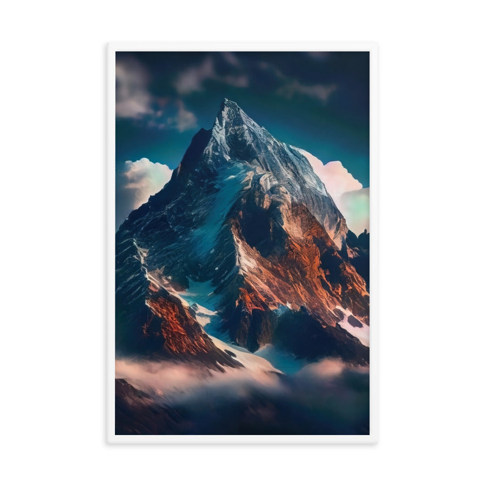 Berge und Nebel - Premium Poster mit Rahmen berge xxx Weiß 61 x 91.4 cm