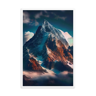 Berge und Nebel - Premium Poster mit Rahmen berge xxx Weiß 61 x 91.4 cm