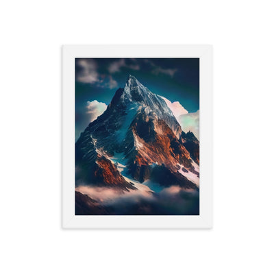 Berge und Nebel - Premium Poster mit Rahmen berge xxx Weiß 20.3 x 25.4 cm