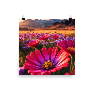 Wünderschöne Blumen und Berge im Hintergrund - Poster berge xxx 25.4 x 25.4 cm