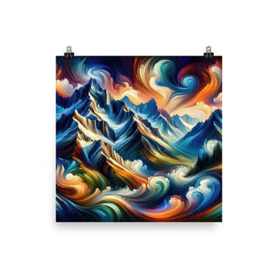 Abstrakte Kunst der Alpen mit lebendigen Farben und wirbelnden Mustern, majestätischen Gipfel und Täler - Enhanced Matte Paper Poster berge xxx yyy zzz 25.4 x 25.4 cm