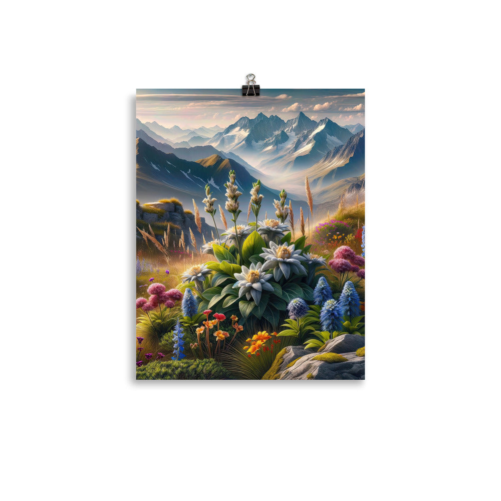 Alpine Flora: Digitales Kunstwerk mit lebendigen Blumen - Poster berge xxx yyy zzz 27.9 x 35.6 cm