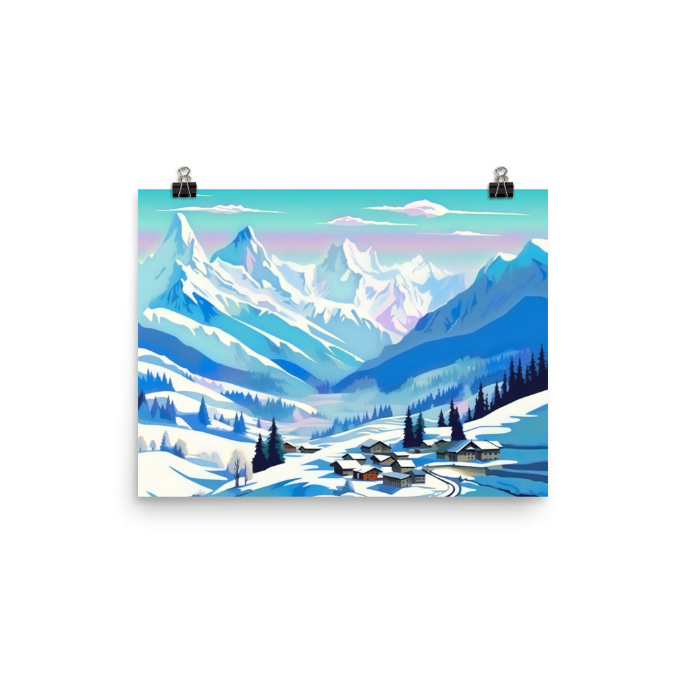 Berge und Schnee - Landschaft - Poster ski xxx 30.5 x 40.6 cm