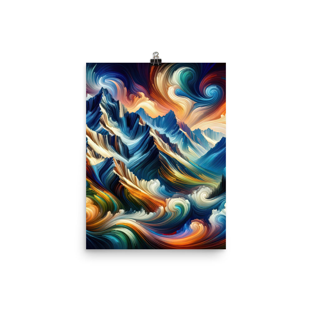 Abstrakte Kunst der Alpen mit lebendigen Farben und wirbelnden Mustern, majestätischen Gipfel und Täler - Enhanced Matte Paper Poster berge xxx yyy zzz 30.5 x 40.6 cm