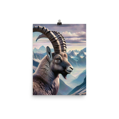 Digitales Steinbock-Porträt vor Alpenkulisse - Poster berge xxx yyy zzz 30.5 x 40.6 cm