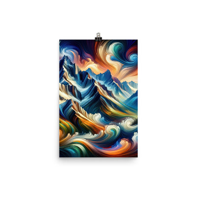 Abstrakte Kunst der Alpen mit lebendigen Farben und wirbelnden Mustern, majestätischen Gipfel und Täler - Enhanced Matte Paper Poster berge xxx yyy zzz 30.5 x 45.7 cm