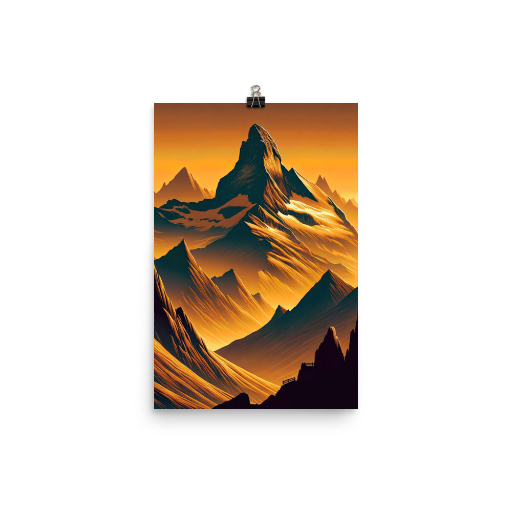 Fuchs in Alpen-Sonnenuntergang, goldene Berge und tiefe Täler - Poster camping xxx yyy zzz 30.5 x 45.7 cm