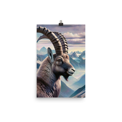 Digitales Steinbock-Porträt vor Alpenkulisse - Poster berge xxx yyy zzz 30.5 x 45.7 cm