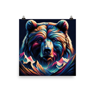 Majestätischer Bär vor Schweizer Alpen in abstrakter Kunst - Poster camping xxx yyy zzz 35.6 x 35.6 cm