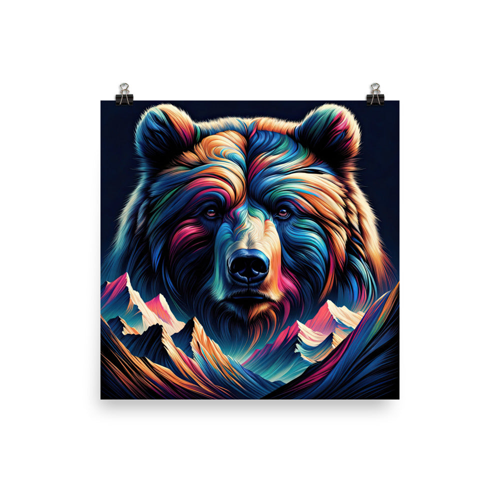 Majestätischer Bär vor Schweizer Alpen in abstrakter Kunst - Poster camping xxx yyy zzz 40.6 x 40.6 cm