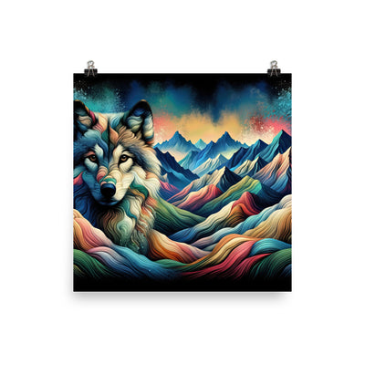 Traumhaftes Alpenpanorama mit Wolf in wechselnden Farben und Mustern (AN) - Poster xxx yyy zzz 40.6 x 40.6 cm