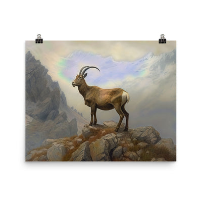 Steinbock am Berg - Wunderschöne Malerei - Poster berge xxx 40.6 x 50.8 cm