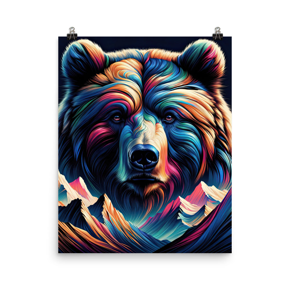 Majestätischer Bär vor Schweizer Alpen in abstrakter Kunst - Poster camping xxx yyy zzz 40.6 x 50.8 cm