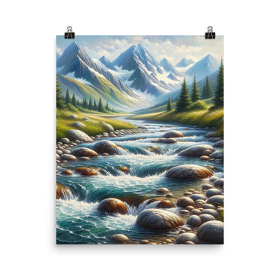 Ölgemälde eines Gebirgsbachs durch felsige Landschaft - Poster berge xxx yyy zzz 40.6 x 50.8 cm