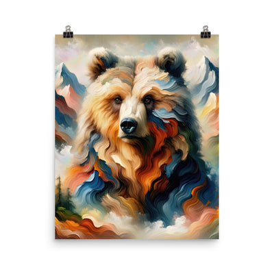 Ölgemälde mit Bär und abstrakter Alpeninterpretation, Verschmelzung von Natur und Kunst - Poster camping xxx yyy zzz 40.6 x 50.8 cm