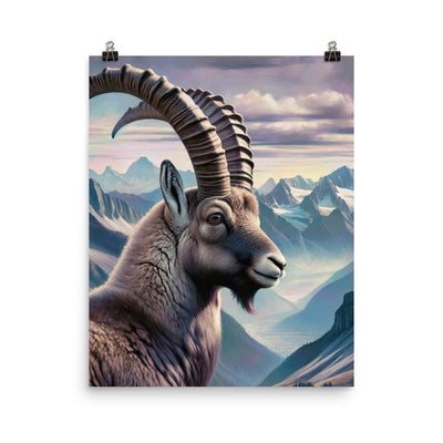 Digitales Steinbock-Porträt vor Alpenkulisse - Poster berge xxx yyy zzz 40.6 x 50.8 cm