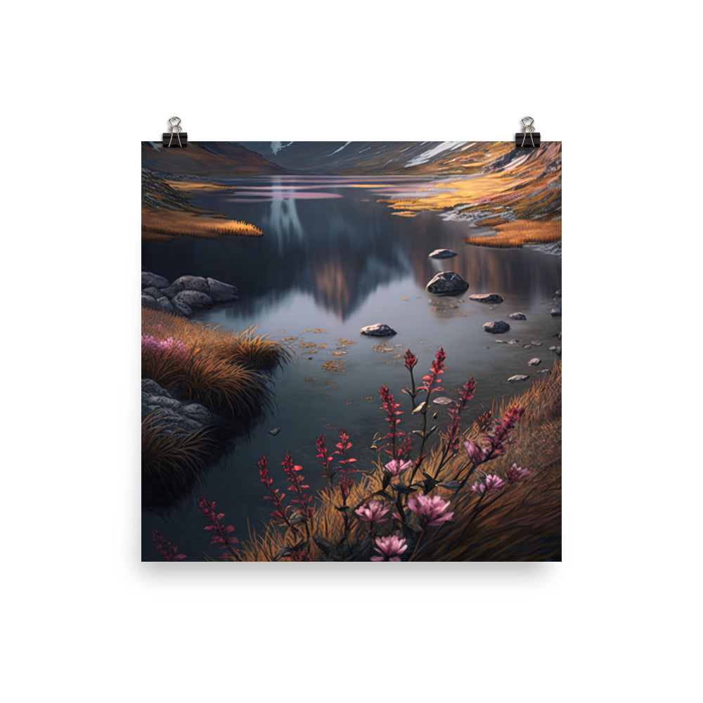 Berge, Bergsee und Blumen - Poster berge xxx 45.7 x 45.7 cm