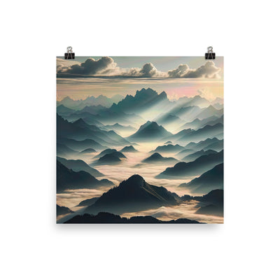 Foto der Alpen im Morgennebel, majestätische Gipfel ragen aus dem Nebel - Poster berge xxx yyy zzz 45.7 x 45.7 cm