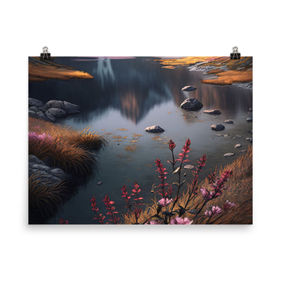 Berge, Bergsee und Blumen - Poster berge xxx 45.7 x 61 cm