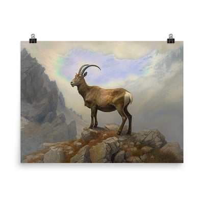 Steinbock am Berg - Wunderschöne Malerei - Poster berge xxx 45.7 x 61 cm