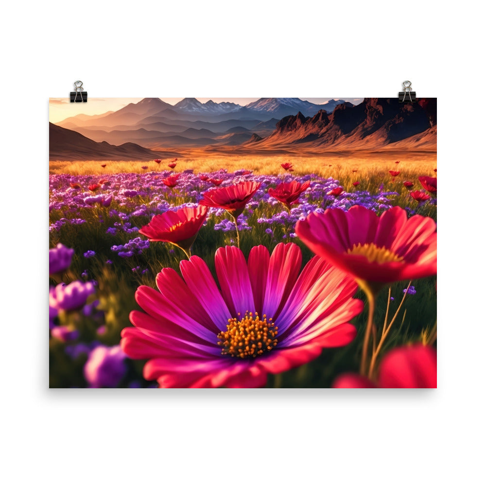 Wünderschöne Blumen und Berge im Hintergrund - Poster berge xxx 45.7 x 61 cm