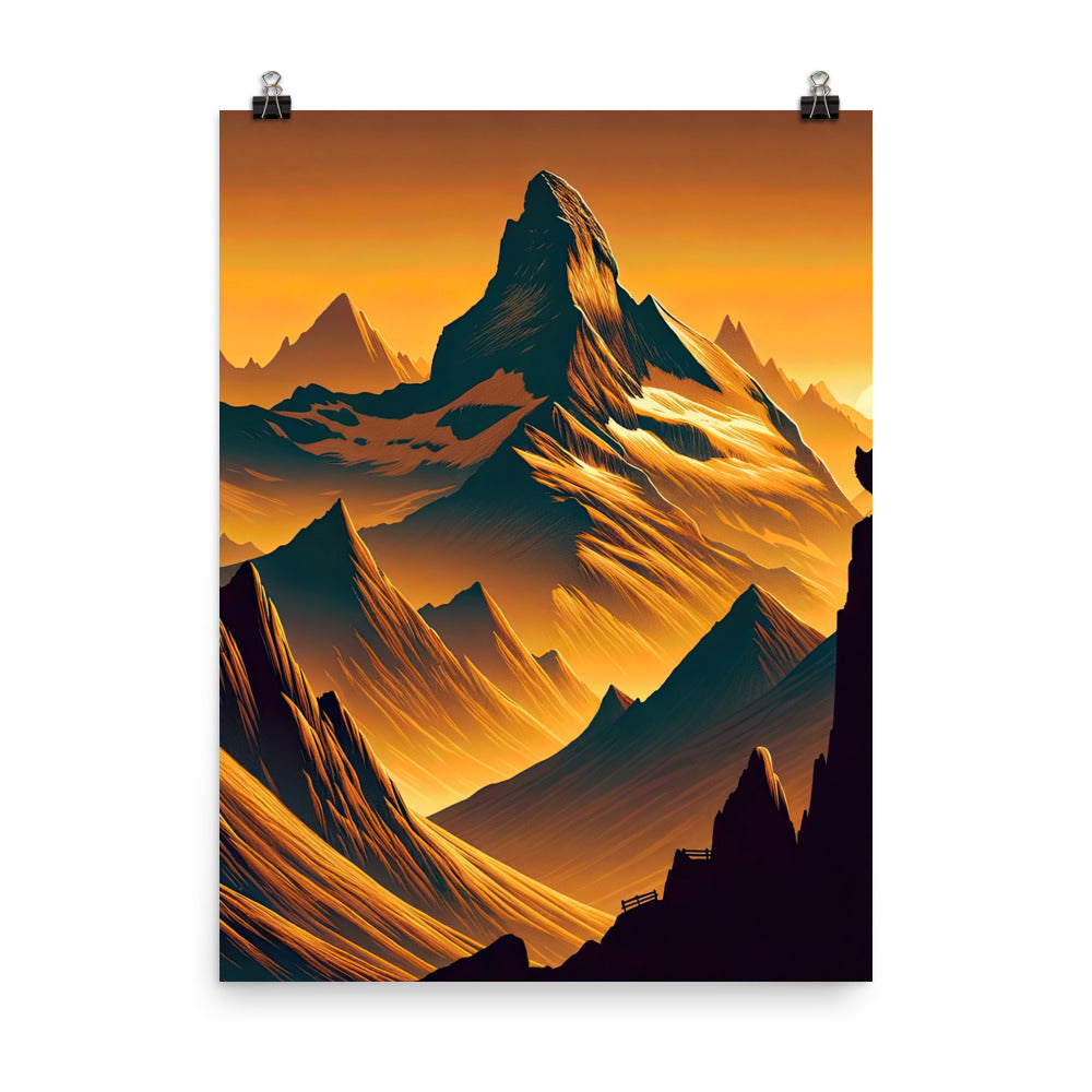 Fuchs in Alpen-Sonnenuntergang, goldene Berge und tiefe Täler - Poster camping xxx yyy zzz 45.7 x 61 cm