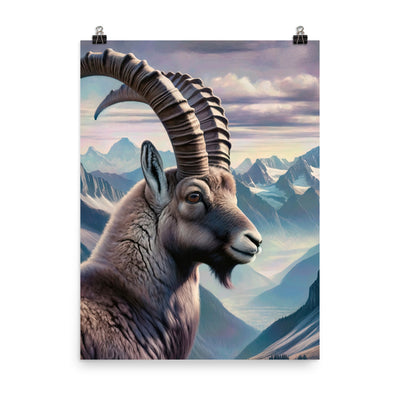 Digitales Steinbock-Porträt vor Alpenkulisse - Poster berge xxx yyy zzz 45.7 x 61 cm