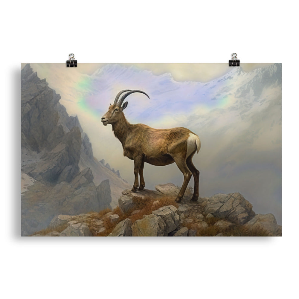 Steinbock am Berg - Wunderschöne Malerei - Poster berge xxx 50.8 x 76.2 cm