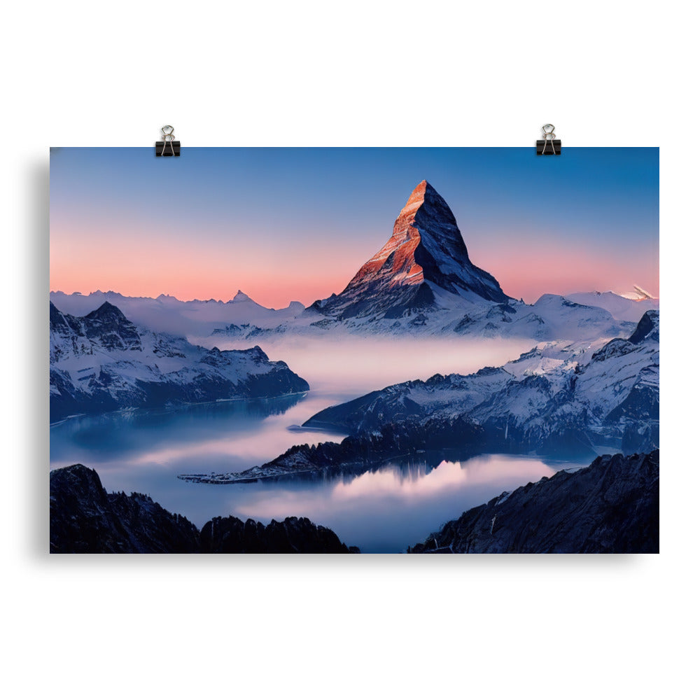 Matternhorn - Nebel - Berglandschaft - Malerei - Poster berge xxx 50.8 x 76.2 cm