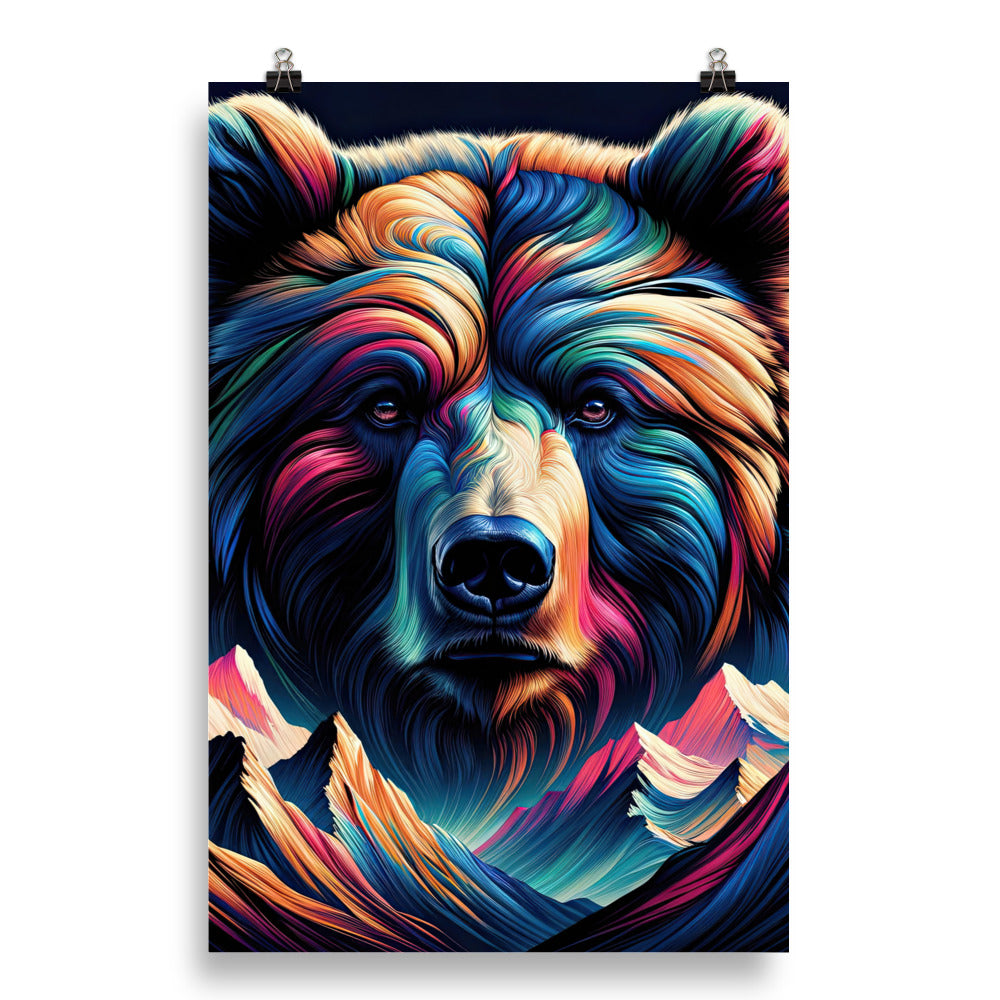 Majestätischer Bär vor Schweizer Alpen in abstrakter Kunst - Poster camping xxx yyy zzz 50.8 x 76.2 cm