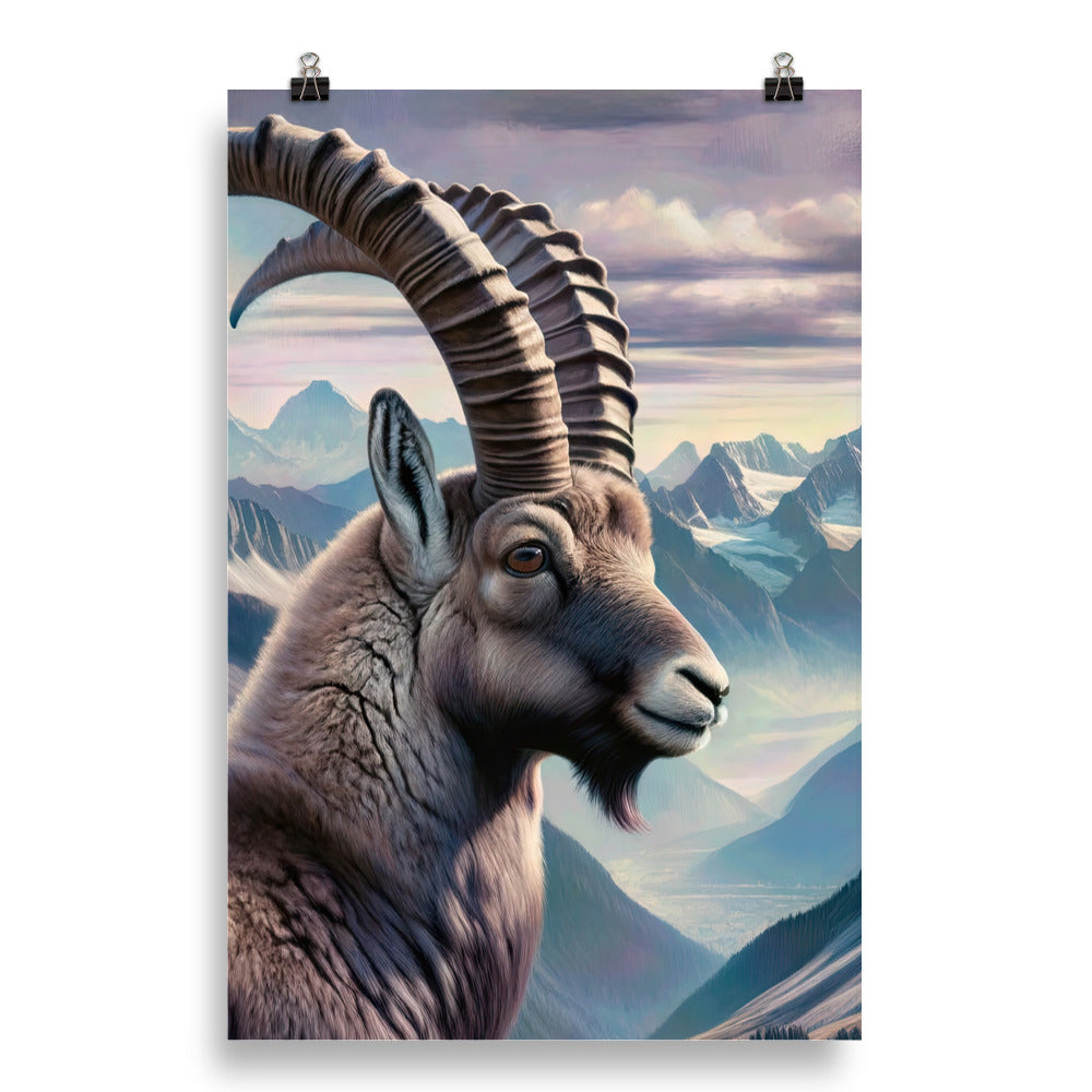 Digitales Steinbock-Porträt vor Alpenkulisse - Poster berge xxx yyy zzz 50.8 x 76.2 cm