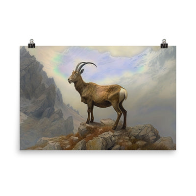 Steinbock am Berg - Wunderschöne Malerei - Poster berge xxx 61 x 91.4 cm