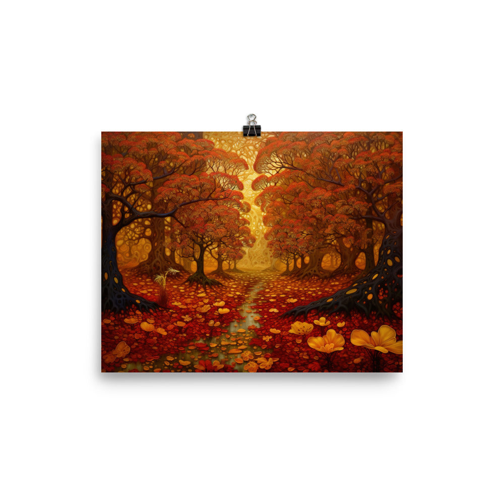 Wald im Herbst und kleiner Bach - Poster camping xxx 20.3 x 25.4 cm