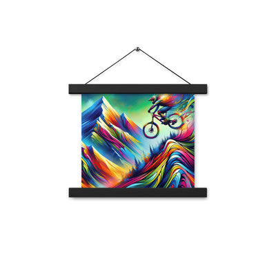 Mountainbiker in farbenfroher Alpenkulisse mit abstraktem Touch (M) - Premium Poster mit Aufhängung xxx yyy zzz 25.4 x 25.4 cm
