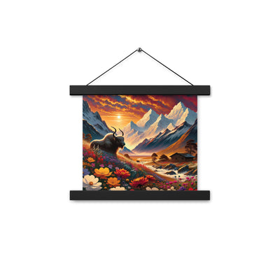 Magischer Alpenabend mit Hochlandkuh und goldener Sonnenkulisse - Premium Poster mit Aufhängung berge xxx yyy zzz 25.4 x 25.4 cm