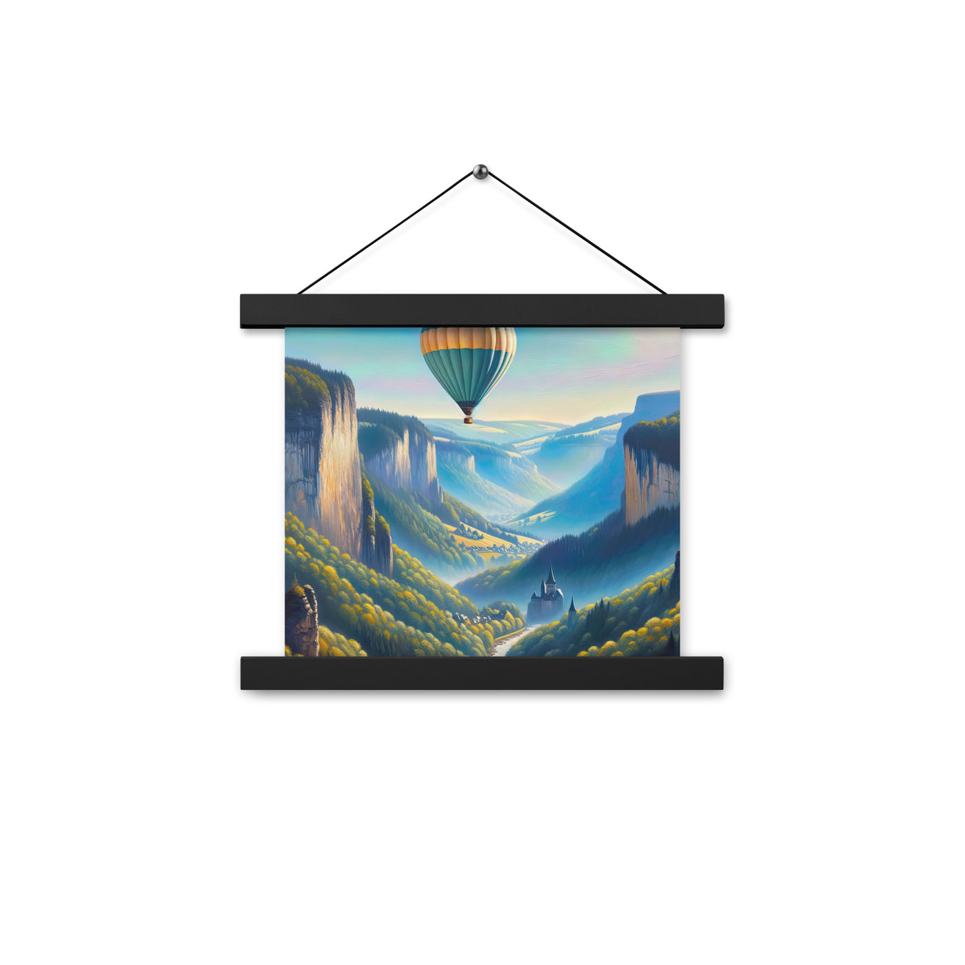 Ölgemälde einer ruhigen Szene in Luxemburg mit Heißluftballon und blauem Himmel - Premium Poster mit Aufhängung berge xxx yyy zzz 25.4 x 25.4 cm