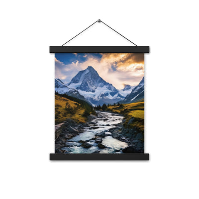 Berge und steiniger Bach - Epische Stimmung - Premium Poster mit Aufhängung berge xxx 27.9 x 35.6 cm