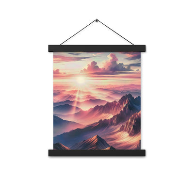 Schöne Berge bei Sonnenaufgang: Malerei in Pastelltönen - Premium Poster mit Aufhängung berge xxx yyy zzz 27.9 x 35.6 cm