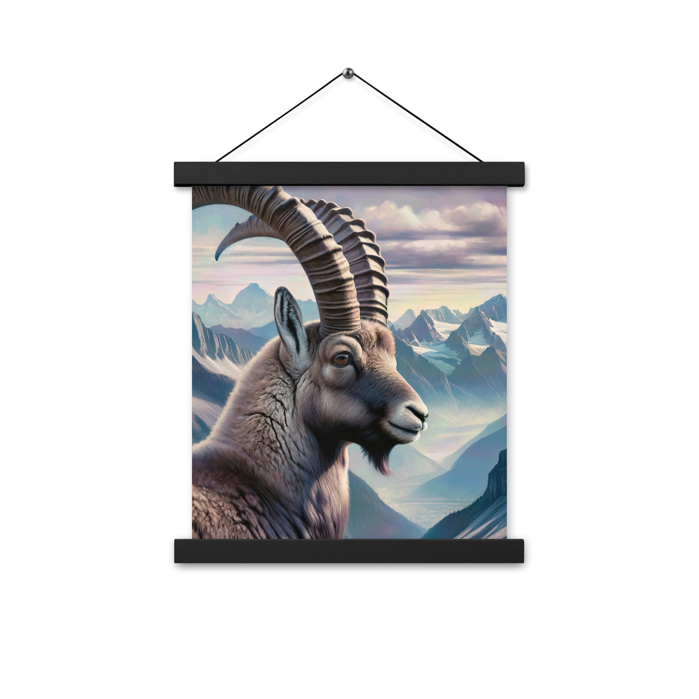 Digitales Steinbock-Porträt vor Alpenkulisse - Premium Poster mit Aufhängung berge xxx yyy zzz 27.9 x 35.6 cm