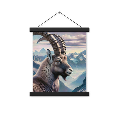 Digitales Steinbock-Porträt vor Alpenkulisse - Premium Poster mit Aufhängung berge xxx yyy zzz 27.9 x 35.6 cm