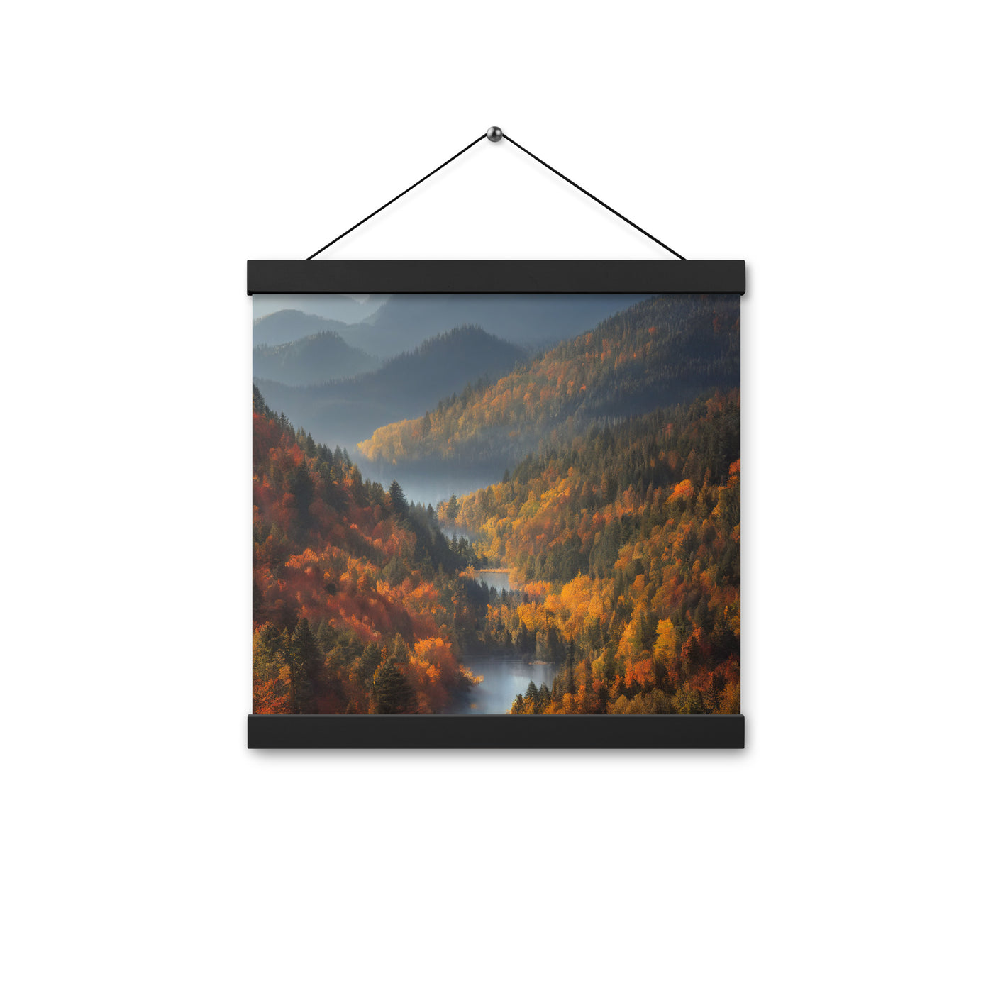 Berge, Wald und Nebel - Malerei - Premium Poster mit Aufhängung berge xxx 30.5 x 30.5 cm