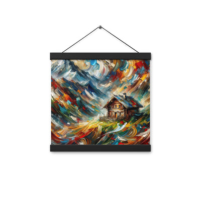 Expressionistisches Farbchaos der Alpen und Schönheit der Berge - Abstrakt - Premium Poster mit Aufhängung berge xxx yyy zzz 30.5 x 30.5 cm